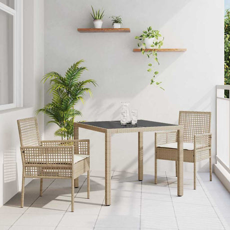 Vidaxl tuin eettafelset 3 st beige poly rattan
