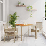 Vidaxl tuin eettafelset 3 st beige poly rattan