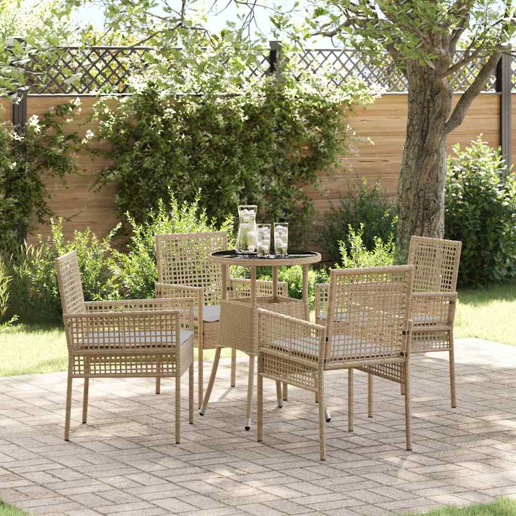 Vidaxl tuin eettafelset 5 st beige poly rattan