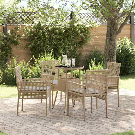 Vidaxl tuin eettafelset 5 st beige poly rattan
