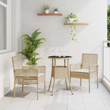 Vidaxl tuin eettafelset 3 st beige poly rattan