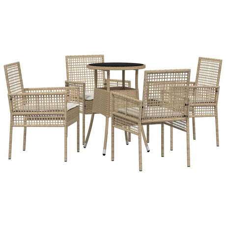 Vidaxl tuin eettafelset 5 st beige poly rattan