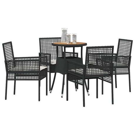 Vidaxl tuin eettafelset 5 st zwart poly rattan