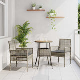 Vidaxl tuin eettafelset 3 st grijs poly rattan