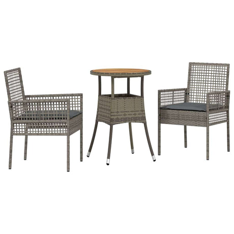 Vidaxl tuin eettafelset 3 st grijs poly rattan