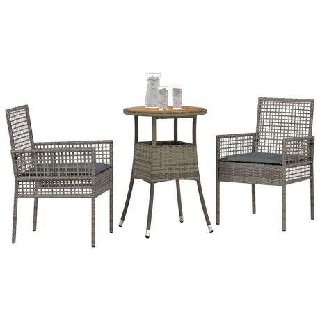 Vidaxl tuin eettafelset 3 st grijs poly rattan