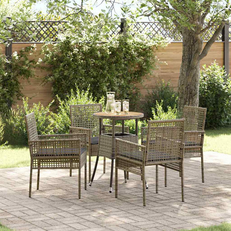 Vidaxl tuin eettafelset 5 st grijs poly rattan