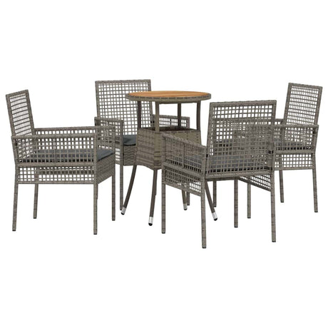 Vidaxl tuin eettafelset 5 st grijs poly rattan