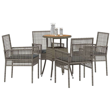 Vidaxl tuin eettafelset 5 st grijs poly rattan