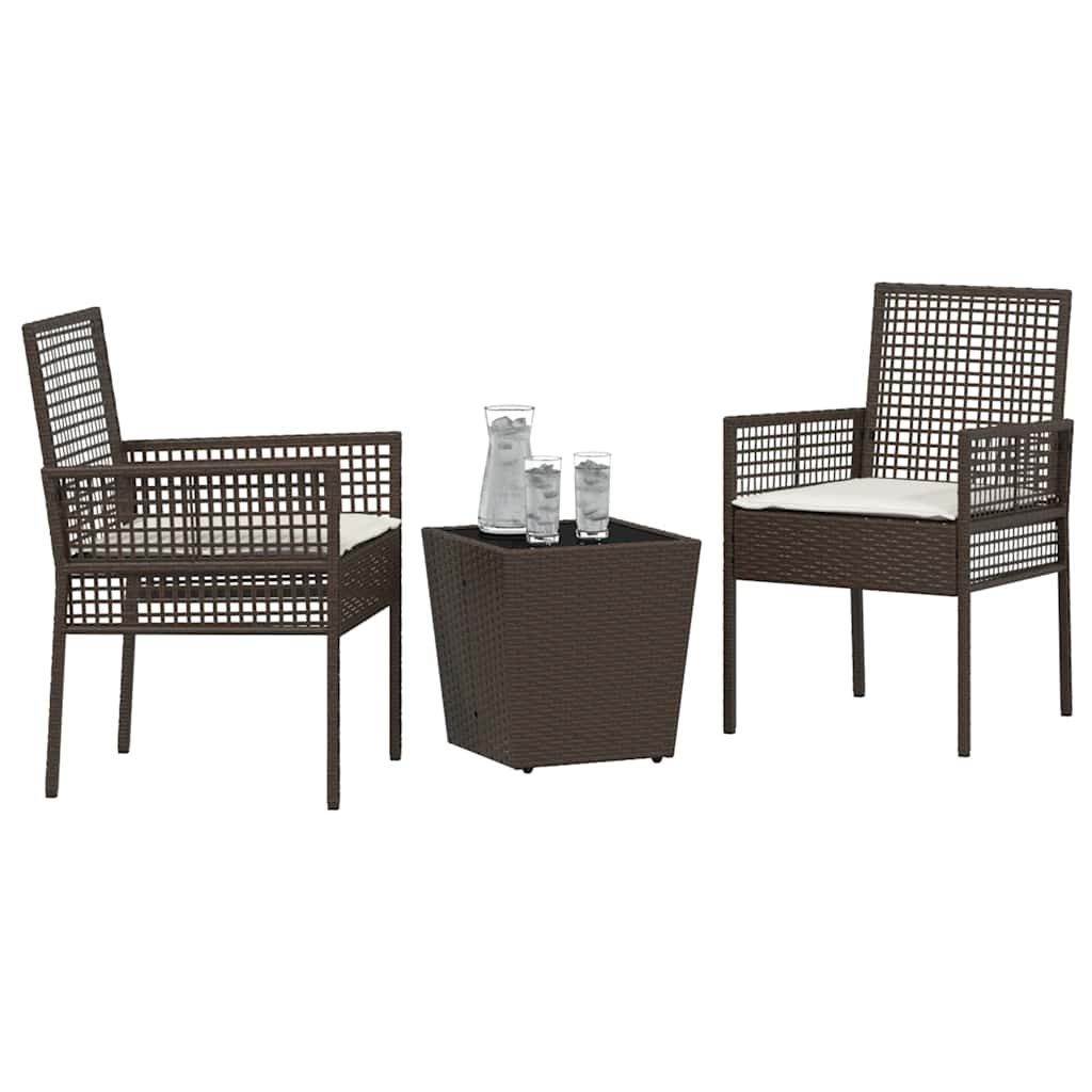Vidaxl tuin bistro set 3 st bruin poly rattan