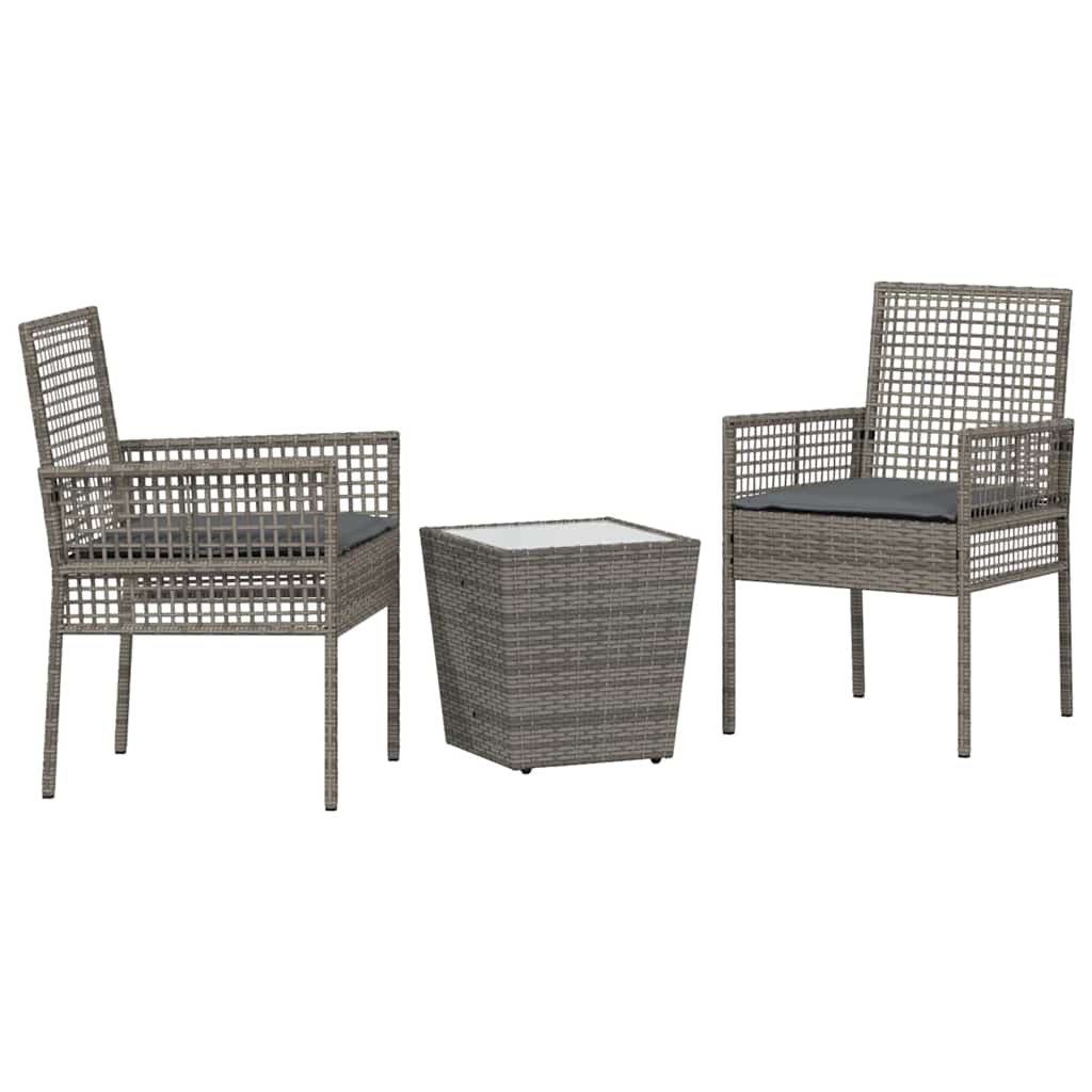 Vidaxl tuin bistro set 3 st grijs poly rattan