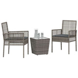Vidaxl tuin bistro set 3 st grijs poly rattan