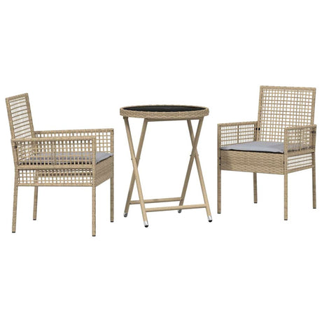 Vidaxl tuin bistro set 3 st beige poly rattan