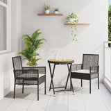 Vidaxl tuin bistro set 3 st zwart poly rattan