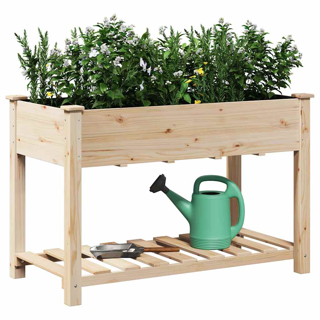 Vidaxl tuin bloempot beige 115 x 59 x 76,5 cm massief vurenhout