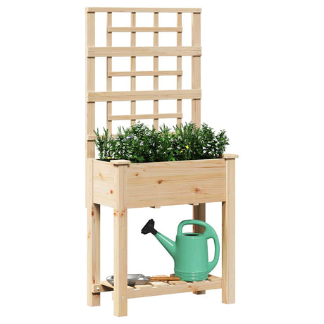 Vidaxl tuin bloempot beige 71 x 38 x 152 cm massief vurenhout