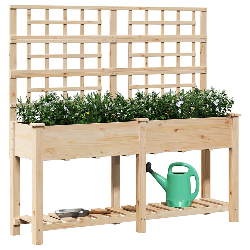 Vidaxl tuin bloempot beige 161 x 46 x 152,5 cm massief vurenhout
