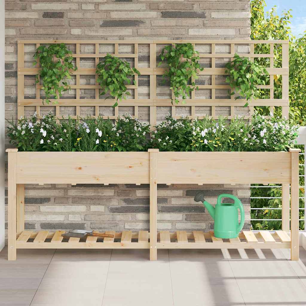 Vidaxl tuin bloempot beige 203,5 x 54 x 152,5 cm massief vurenhout