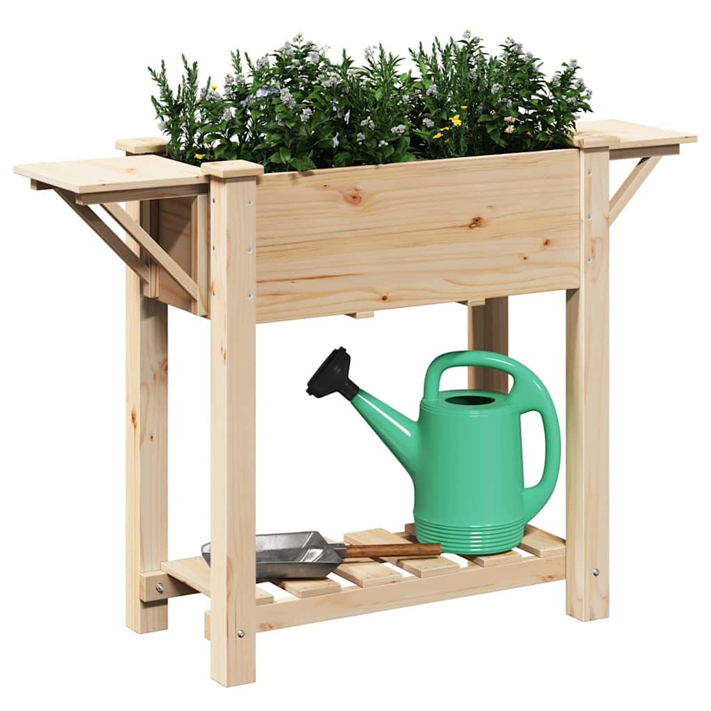 Vidaxl tuin bloempot beige 111 x 37 x 76,5 cm massief vurenhout