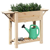 Vidaxl tuin bloempot beige 111 x 37 x 76,5 cm massief vurenhout