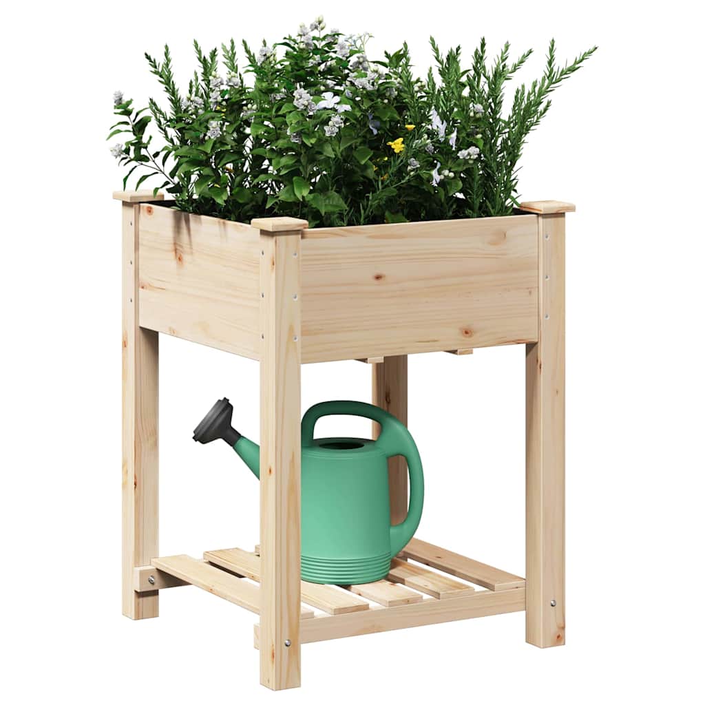 Vidaxl tuin bloempot beige 60,5 x 60 x 76,5 cm massief vurenhout