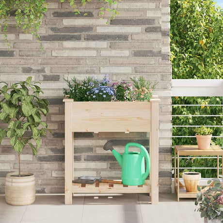 Vidaxl tuin bloempot beige 71 x 37 x 76,5 cm massief vurenhout
