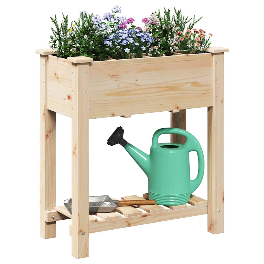 Vidaxl tuin bloempot beige 71 x 37 x 76,5 cm massief vurenhout