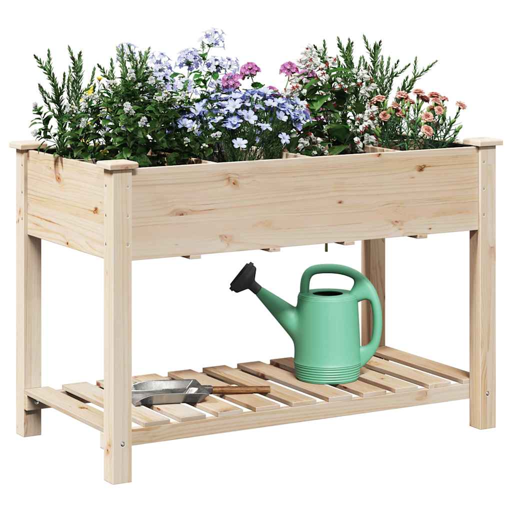 Vidaxl tuin bloempot beige 115 x 59 x 76,5 cm massief vurenhout