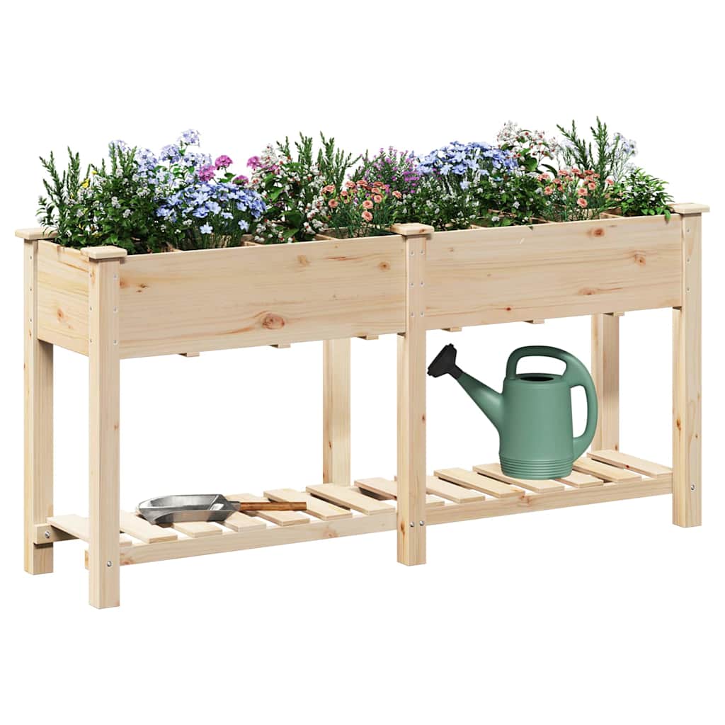 Vidaxl tuin bloempot beige 161,5 x 45 x 76,5 cm massief vurenhout