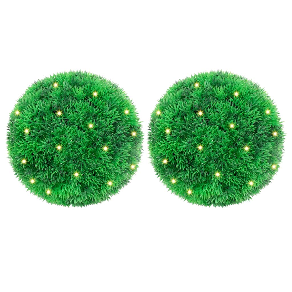 Vidaxl kunstbuxusballen met led-verlichting 2 st 22 cm groen