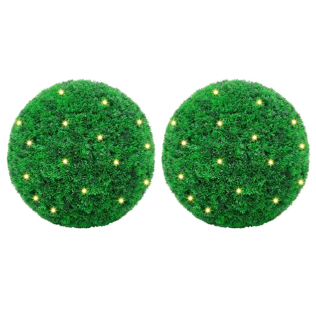 Vidaxl kunstbuxusballen met led-verlichting 2 st 27 cm groen