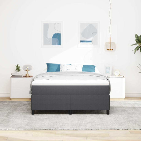 Vidaxl boxspringbed donkergrijs 140 x 190 cm katoen stof