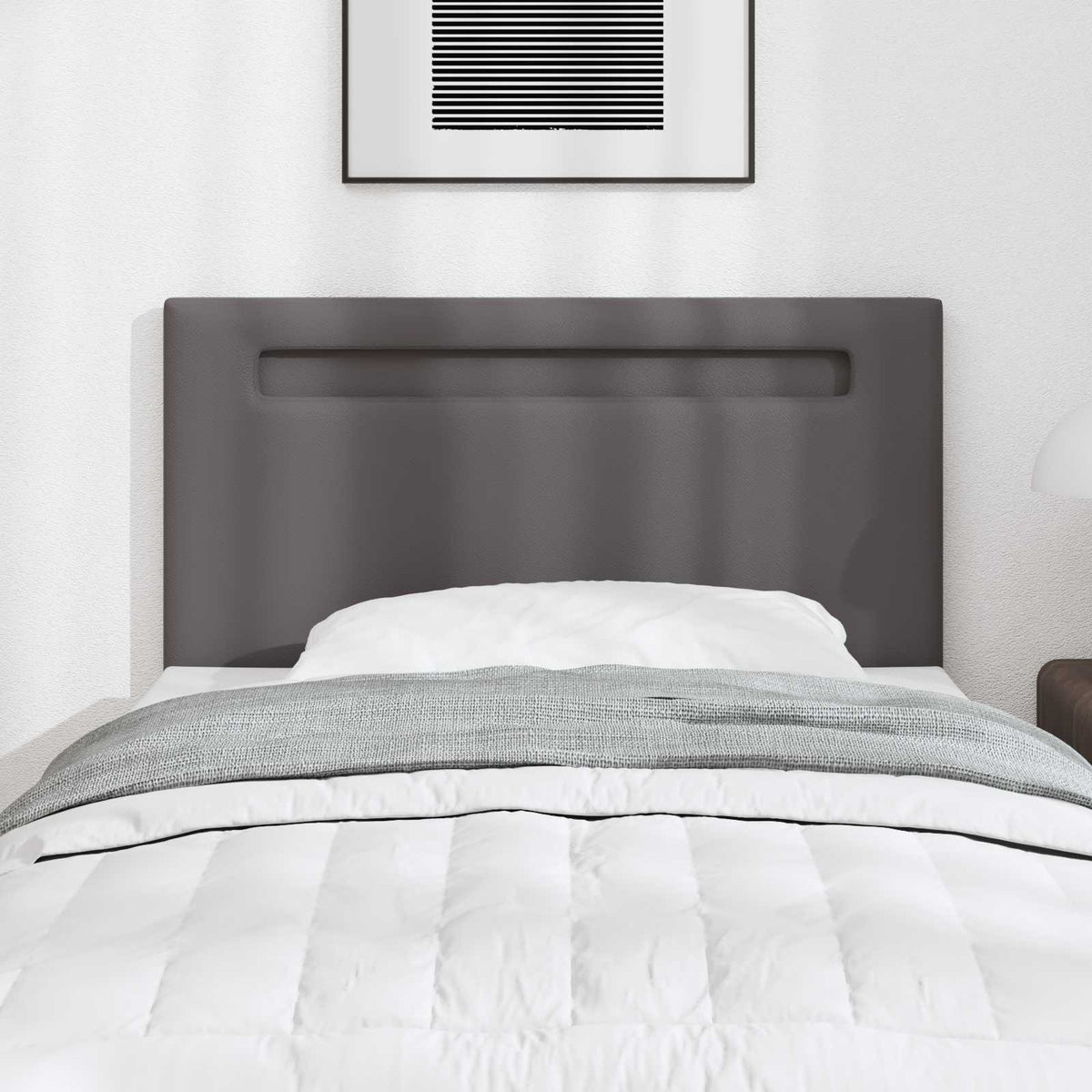 Vidaxl led hoofdbord grijs nep leer