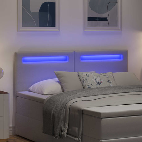 Vidaxl led hoofdbord wit 144 cm nep leer