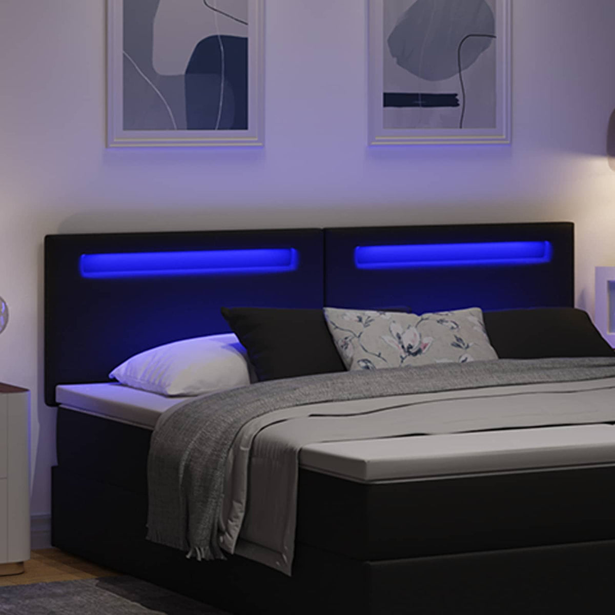 Vidaxl led hoofdbord zwart nep leer
