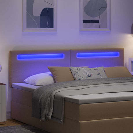 Vidaxl led hoofdbord cappuccino 180 cm nep leer