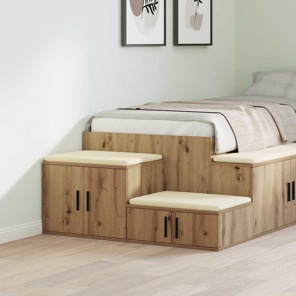 Vidaxl opbergkast 2 st artisan eiken 127 x 41 x 40 cm bewerkt hout