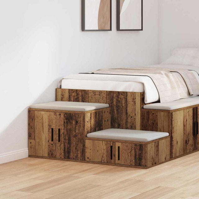 Vidaxl opbergkast 2 st oudhout 118 x 41 x 40 cm bewerkt hout