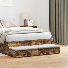 Vidaxl bedlades gerookt eiken 120 x 36,5 x 16,5 cm bewerkt hout