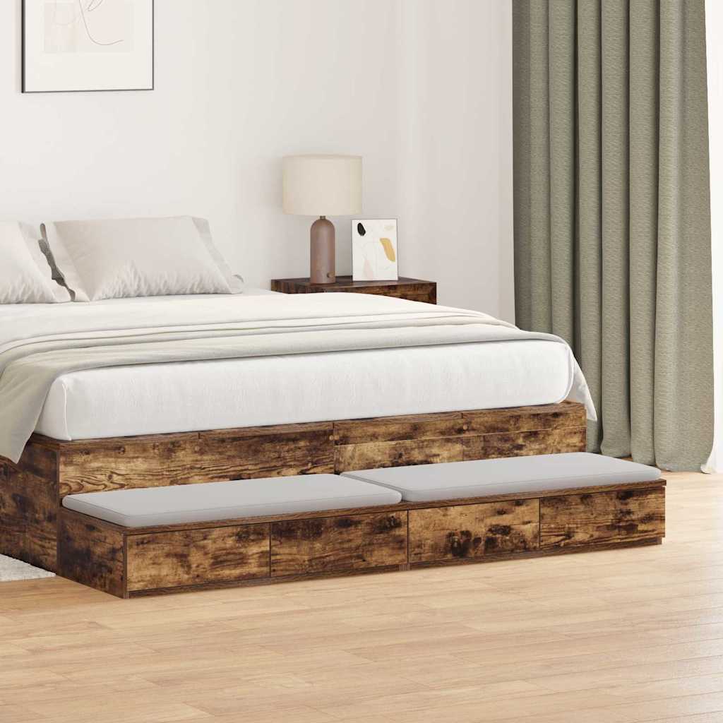 Vidaxl bedlades gerookt eiken 150 x 36,5 x 16,5 cm bewerkt hout