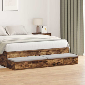 Vidaxl bedlades gerookt eiken 150 x 36,5 x 16,5 cm bewerkt hout