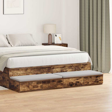 Vidaxl bedlades gerookt eiken 150 x 36,5 x 16,5 cm bewerkt hout
