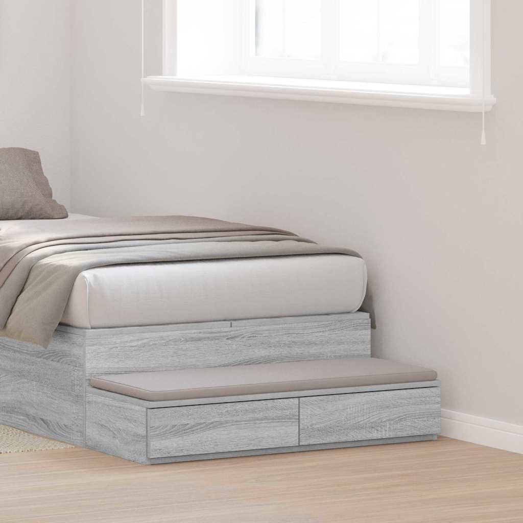 Vidaxl bedlades grijs sonoma 75 x 36,5 x 16,5 cm bewerkt hout