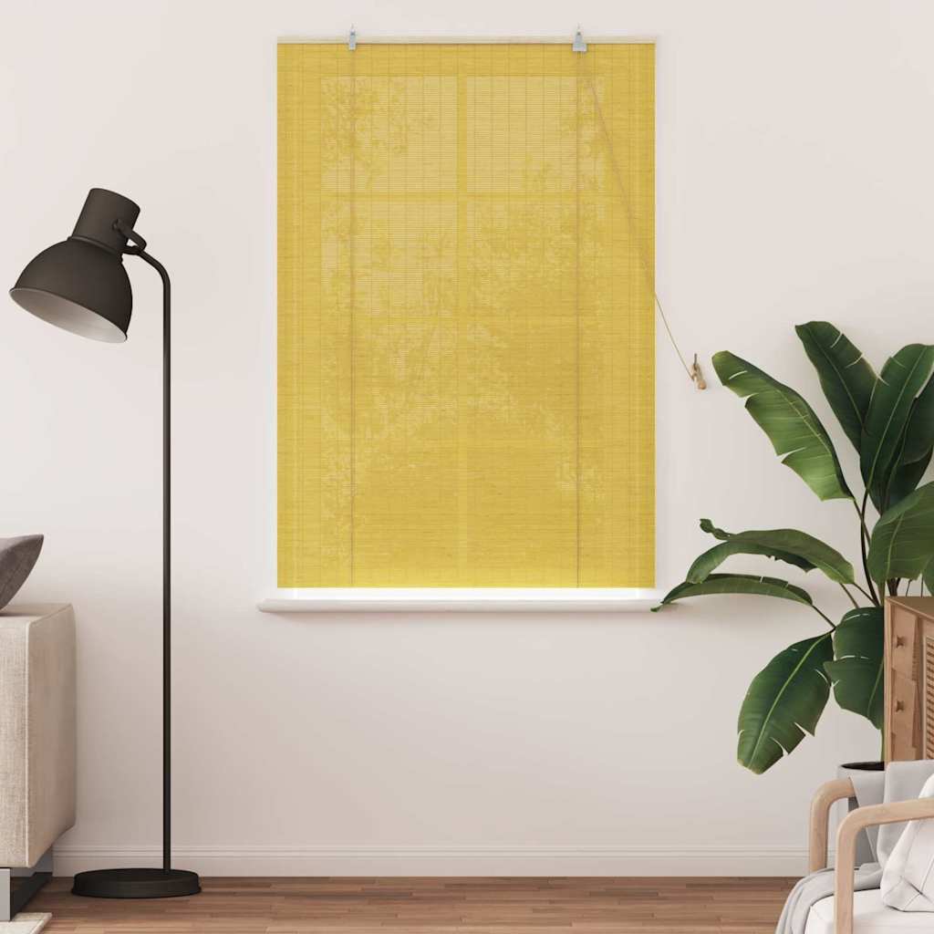 Vidaxl rolgordijn met gordijnen geel 110 x 160 cm bamboe