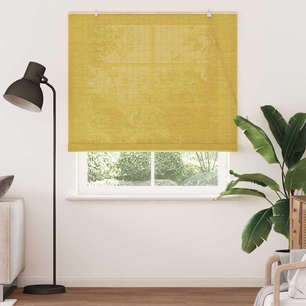 Vidaxl rolgordijn met gordijnen geel 150 x 220 cm bamboe