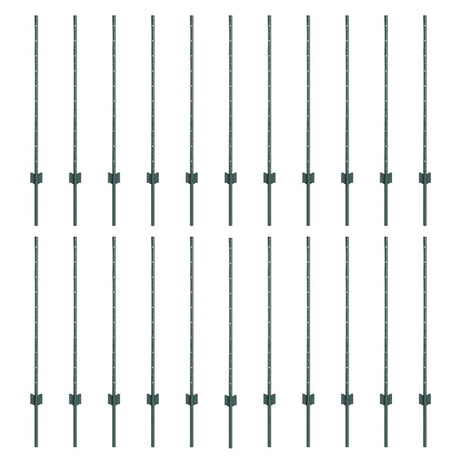 Vidaxl afrasteringspaal 22 pcs groen 140 cm staal