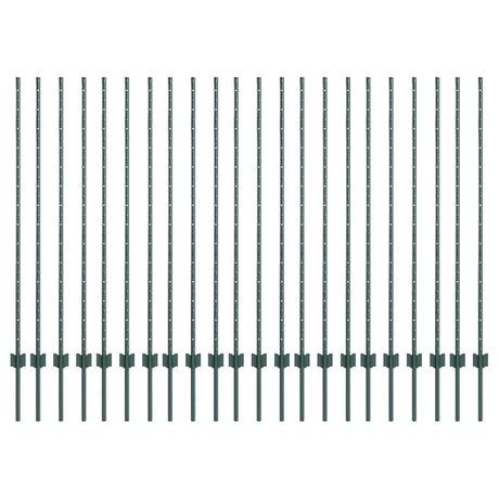 Vidaxl afrasteringspaal 22 pcs groen 180 cm staal