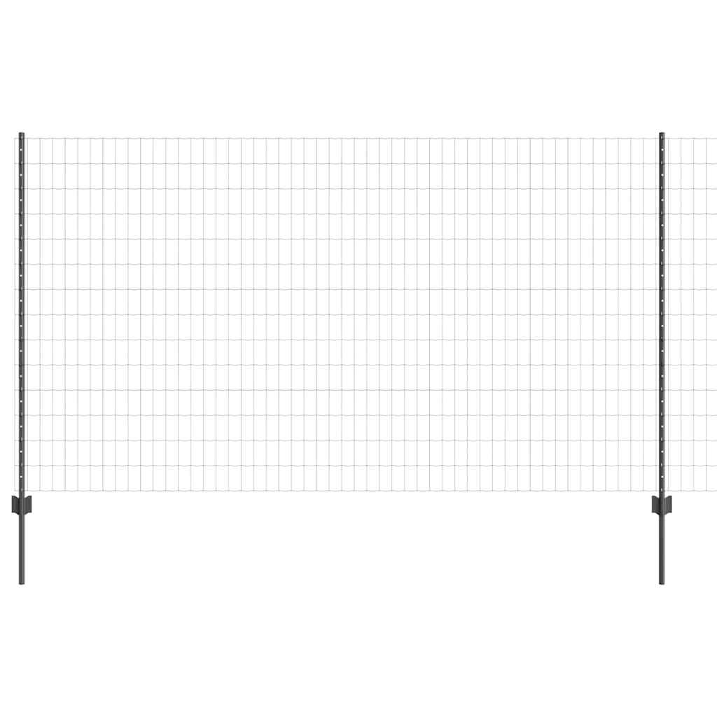 Vidaxl hek met paal grijs 1,4 x 10 m staal en pvc