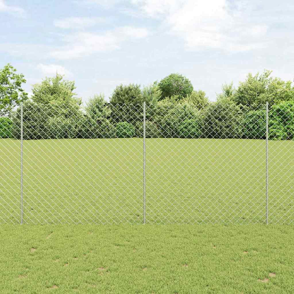 Vidaxl hek met paal zilver 1,6 x 10 m staal