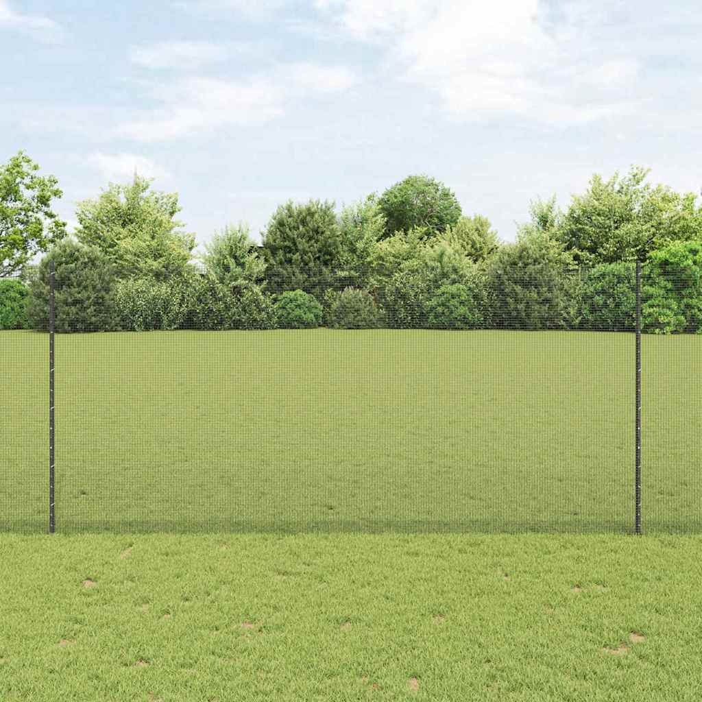 Vidaxl gelast draadhek met palen 25 x 1,4 m pvc-coated staal grijs